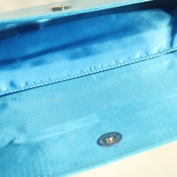 ULTRA CHI Crocodile Print Bright Blue Clutch Purse - Picture 6 of 6